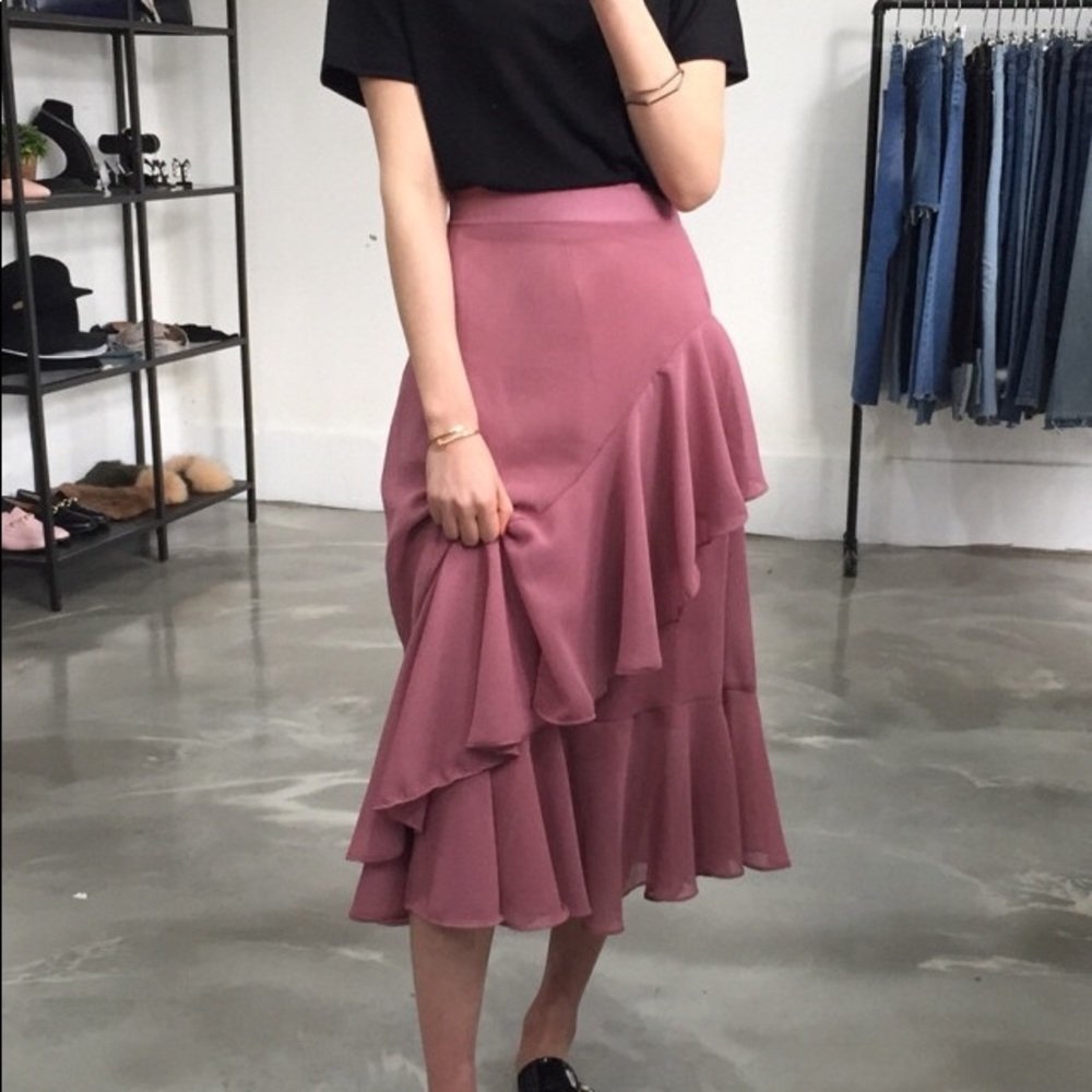 COPY - Frill long skirt dress women's bottom pink